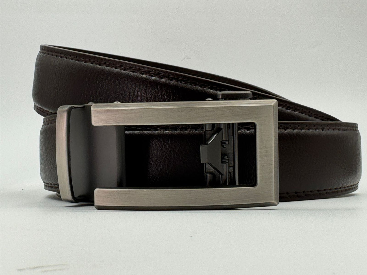 Cinturón Automático OFFICE Silver/DARK BROWN – SOLID FIT