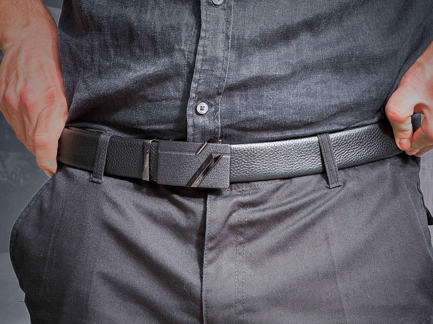 Cinturón Automático Vector Black – Negro Liso con Hebilla Negra