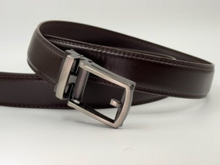 Cinturón Automático EXECUTIVE Silver/Brown – Estilo Formal con Hebilla Plateada y Ajuste sin Hoyitos
