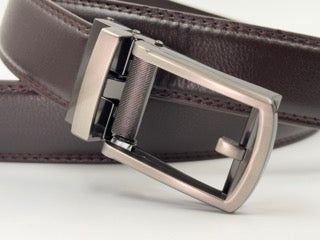 Cinturón Automático EXECUTIVE Silver/Brown – Estilo Formal con Hebilla Plateada y Ajuste sin Hoyitos