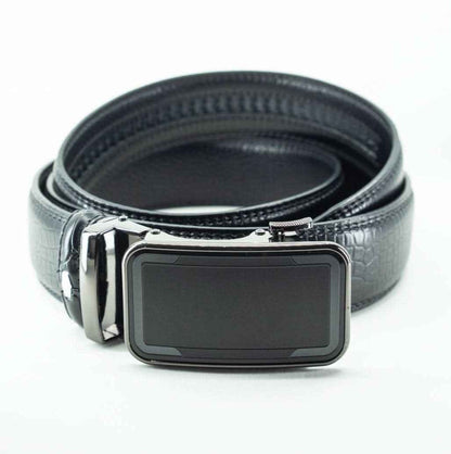 Cinturón Automático Black on Black – Cuero Negro con Hebilla Negra