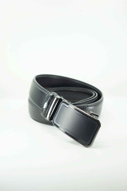 Cinturón Automático Black on Black – Cuero Negro con Hebilla Negra