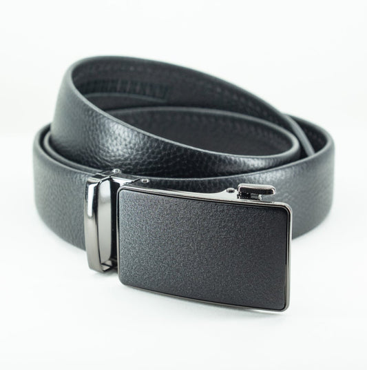 Cinturón Automático BlackOut – Cuero Negro Liso con Hebilla Negra