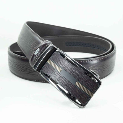 Cinturón Automático Dark Mocha – Cuero Café Oscuro con Hebilla Dorada