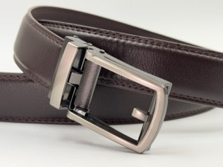 Cinturón Automático EXECUTIVE Silver/Brown – Estilo Formal con Hebilla Plateada y Ajuste sin Hoyitos