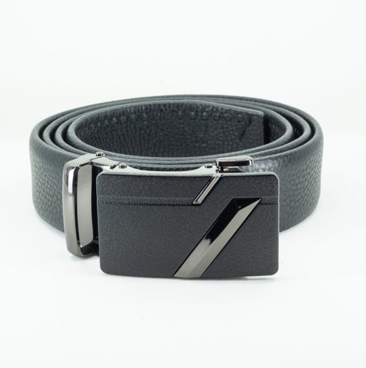 Cinturón Automático Vector Black – Cuero Negro Liso con Hebilla Negra